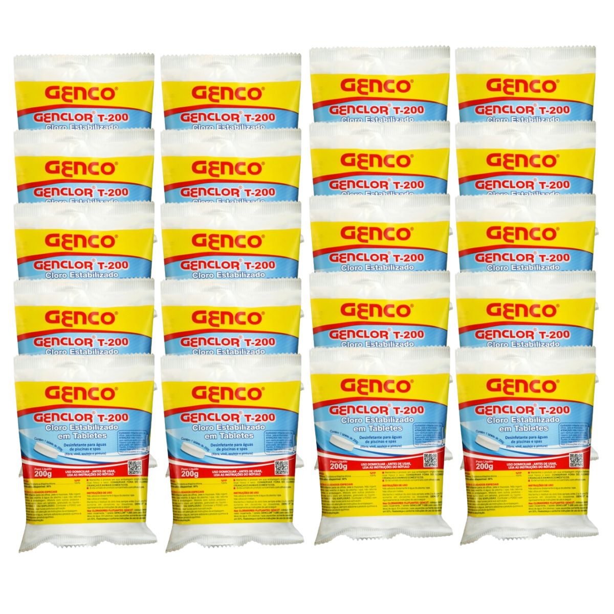 Kit 20 Unidades Cloro Tablete Tradicional Genco 200gr Marol Piscinas