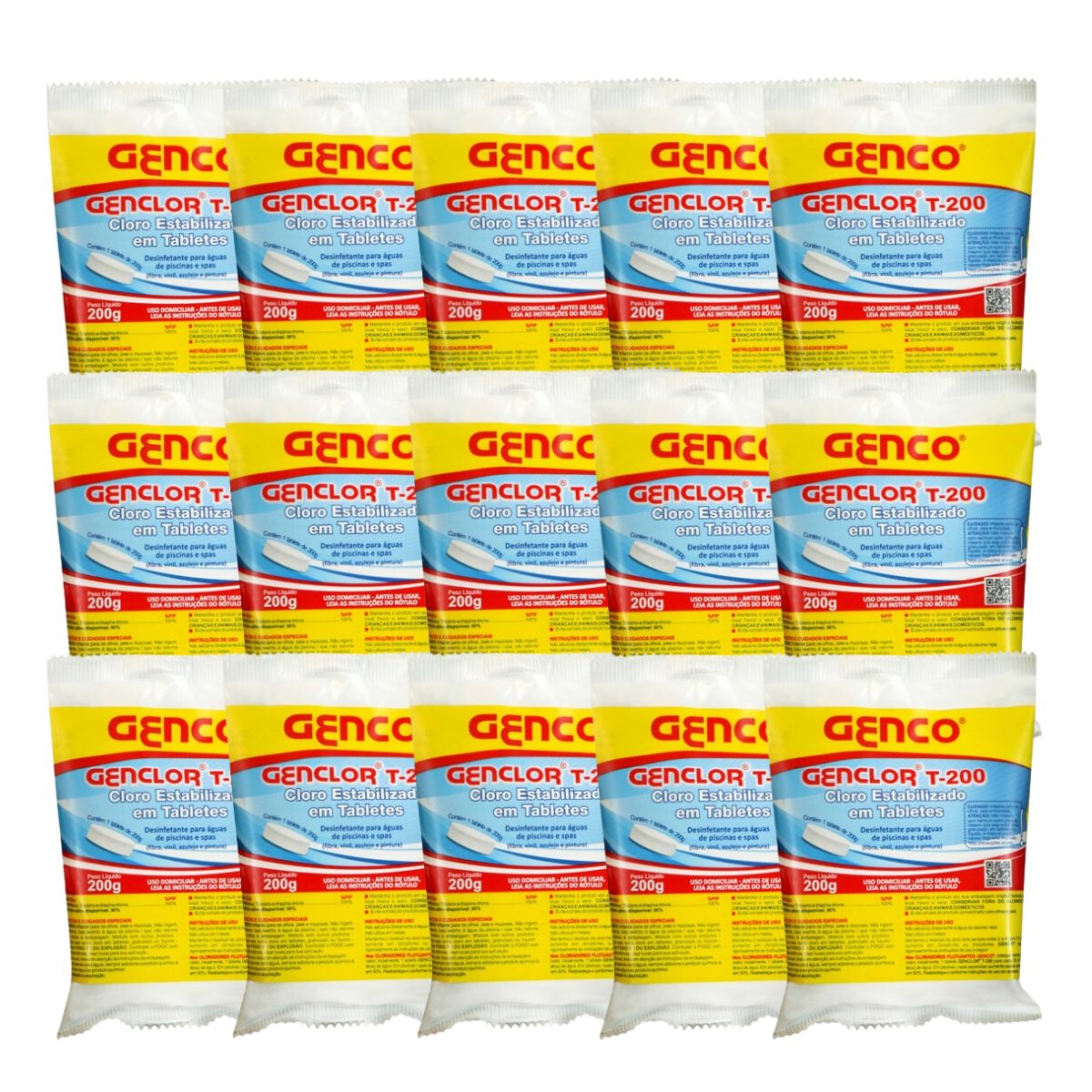 Kit 15 Unidades Cloro Tablete Tradicional Genco 200gr Marol Piscinas