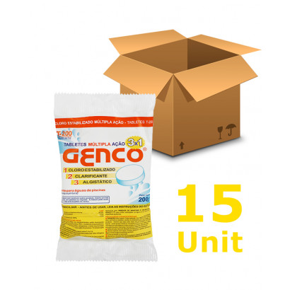 15 unidades Cloro Tablete - Genco - 3 em 1