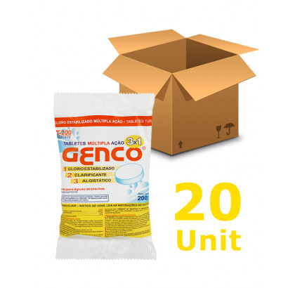 20 unidades Cloro Tablete - Genco - 3 em 1