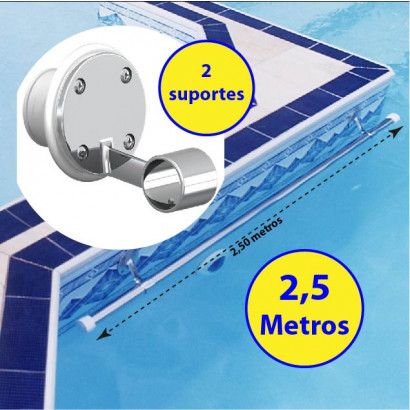 Corrimão Barra para piscinas 2,5 metros + 2 suportes internos fixação - Sodramar