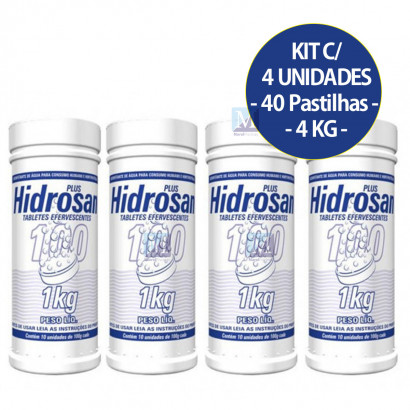 kit 4 Hidrosan Plus 10 Pastilhas Efervescentes 1 kg Hidroall