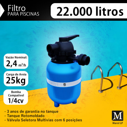 Filtro para piscinas até 22.000 litros Marol Lp 20 - 1/4cv