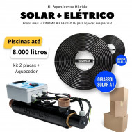 Kit Aquecimento Solar + Aquecimento Elétrico Para Piscinas até 8.000 Litros