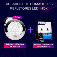 Kit Painel De Comando Com Controle Remoto + Refletor Led 5w Inox 96 mm RGB