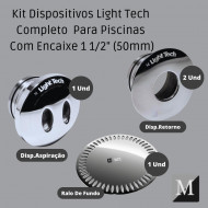 Kit Light Tech Inox 2 Dispositivos De Retorno + 1 Aspiração + 1 Ralo De Fundo