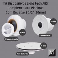 Kit Light Tech ABS 2 Dispositivos De Retorno + 1 Aspiração + 1 Ralo De Fundo 50mm