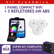 Kit 3 Leds Para Piscinas (6w RGB ABS 68mm SMD) + Painel De Comando Compact Wifi