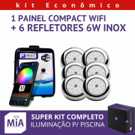 Kit 6 Leds Para Piscinas (6w RGB Inox 60mm SMD) + Painel De Comando Compact Wifi
