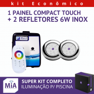 Kit 2 Leds Para Piscinas (6w RGB Inox 60mm SMD) + Painel De Comando Touch