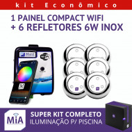 Kit 6 Leds Para Piscinas (6w RGB Inox 60mm Super) + Painel De Comando Compact Wifi
