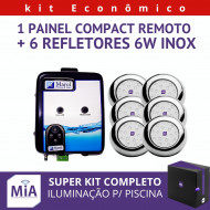 Kit 6 Leds Para Piscinas (6w RGB Inox 60mm SMD) + Painel De Comando Compact Remoto