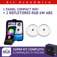 Kit 2 Leds Para Piscinas (6w RGB ABS 96mm SMD) + Painel De Comando Compact Wifi