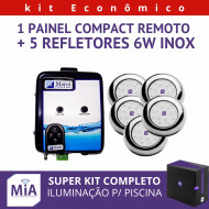 Kit 5 Leds Para Piscinas (6w RGB Inox 60mm SMD) + Painel De Comando Compact Remoto
