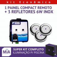 Kit 3 Leds Para Piscinas (6w RGB Inox 60mm SMD) + Painel De Comando Compact Remoto