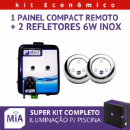 Kit 2 Leds Para Piscinas (6w RGB Inox 60mm Super) + Painel De Comando Compact Remoto
