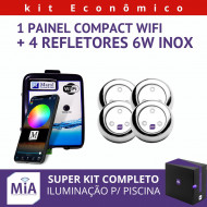 Kit 4 Leds Para Piscinas (6w RGB Inox 60mm Super) + Painel De Comando Compact Wifi
