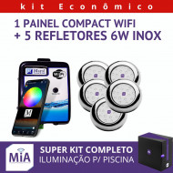 Kit 5 Leds Para Piscinas (6w RGB Inox 60mm SMD) + Painel De Comando Compact Wifi