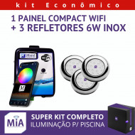 Kit 3 Leds Para Piscinas (6w RGB Inox 60mm SMD) + Painel De Comando Compact Wifi