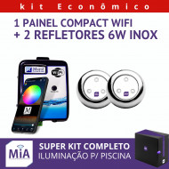 Kit 2 Leds Para Piscinas (6w RGB Inox 60mm Super) + Painel De Comando Compact Wifi