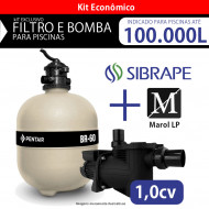 kit filtro e Bomba para piscinas até 100.000 litros Sibrape + Marol LP