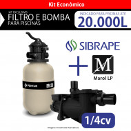 kit filtro e Bomba para piscinas até 20.000 litros Sibrape + Marol LP