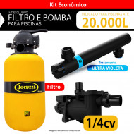 kit Filtro 12tp JACUZZI E Bomba 1/4 cv e UV-C Marol lp para piscinas até 20.000 litros