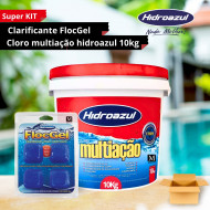 kit Cloro multiação 10kg + Clarificante FlocGel Hidroazul 4 unidades