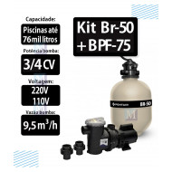Kit Filtro Br-50 e Bomba 3/4CV BPF-075 para Piscinas - Sibrape