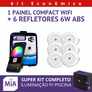 Kit 6 Leds Para Piscinas (6w RGB ABS 68mm SMD) + Painel De Comando Compact Wifi