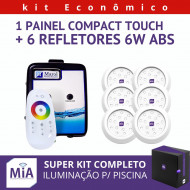 Kit 6 Leds Para Piscinas (6w RGB ABS 96mm SMD) + Painel De Comando Compact Touch