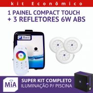 Kit 3 Leds Para Piscinas (6w RGB ABS 68mm SMD) + Painel De Comando Compact Touch