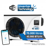 TROCADOR DE CALOR Inverter c/ Wifi ATÉ 70M³ COM WIFI 49.900 BTU/H Pooltec