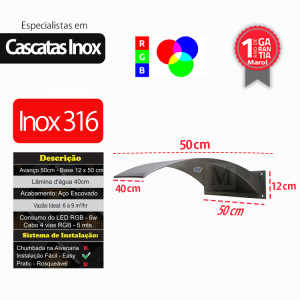 Cascata de Parede para Piscina Egeo Aço Inox 316 com Led RGB