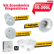 Kit Brustec Inox 2 Dispositivos De Retorno + 1 Aspiração + 1 Dreno/Ralo De Fundo + 1 Nivel