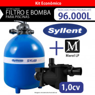 kit Filtro 22 TP JACUZZI E Bomba 1,0 cv Marol lp para piscinas até 96.000 litros