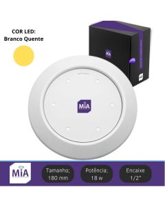Led para piscina 18w Branco Quente ABS 180mm Super MIA