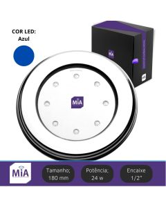 Led para piscina 24w Azul Inox 180mm Super MIA