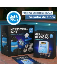 Piscina completa 30.000 litros com gerador de cloro Light tech Essencial INOX