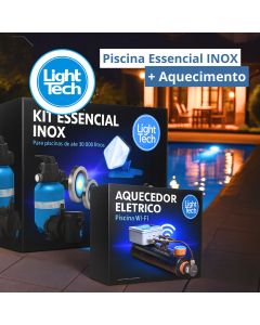 Piscina completa 30.000 litros Aquecida Light tech Essencial INOX