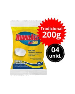 Kit 4 Unidades Pastilhas Cloro Tradicional Hidroall 200gr