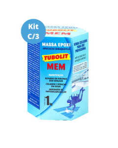 Kit 3 Tubolits Mem Reparo P/Piscinas Massa Epóxi Subaquática Branco1kg