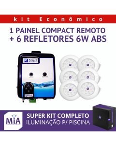 Kit 6 Leds Para Piscinas (6w RGB ABS 68mm SMD) + Painel De Comando Compact Remoto