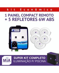 Kit 5 Leds Para Piscinas (6w RGB ABS 68mm SMD) + Painel De Comando Compact Remoto