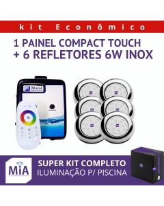 Kit 6 Leds Para Piscinas (6w RGB Inox 60mm SMD) + Painel De Comando Touch