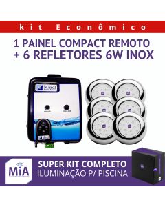 Kit 6 Leds Para Piscinas (6w RGB Inox 60mm SMD) + Painel De Comando Compact Remoto