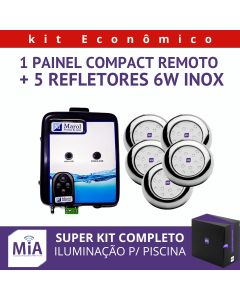 Kit 5 Leds Para Piscinas (6w RGB Inox 60mm SMD) + Painel De Comando Compact Remoto