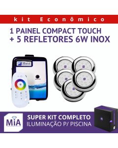 Kit 5 Leds Para Piscinas (6w RGB Inox 60mm SMD) + Painel De Comando Touch