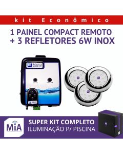 Kit 3 Leds Para Piscinas (6w RGB Inox 60mm SMD) + Painel De Comando Compact Remoto