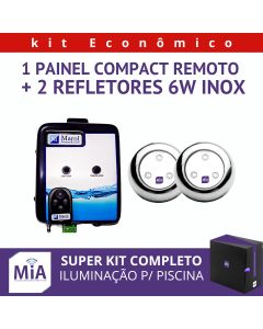 Kit 2 Leds Para Piscinas (6w RGB Inox 60mm Super) + Painel De Comando Compact Remoto